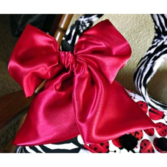 Handmade Personalizable Ladybug Diaper Bag 3 Pockets Red Bows Faux Fur polka Dot - Picture 7 of 7